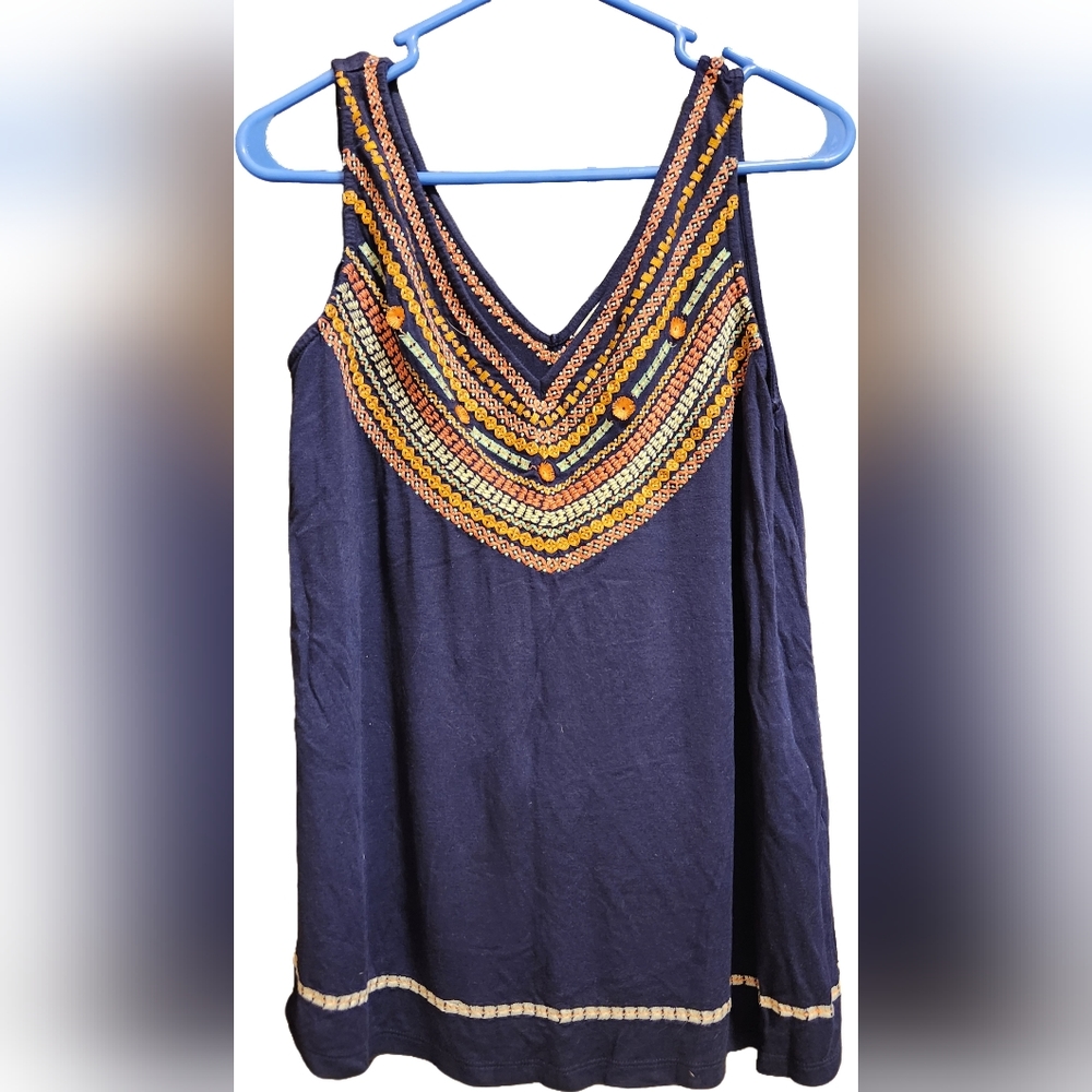 THML women's embroidered navy top from Stitch Fix, medium size